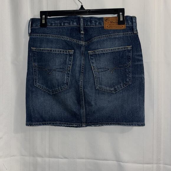 Polo Boho Western Denim Skirt Short Mini Dark Wash Size 4, Waist 30” Length 15” - Picture 8 of 11
